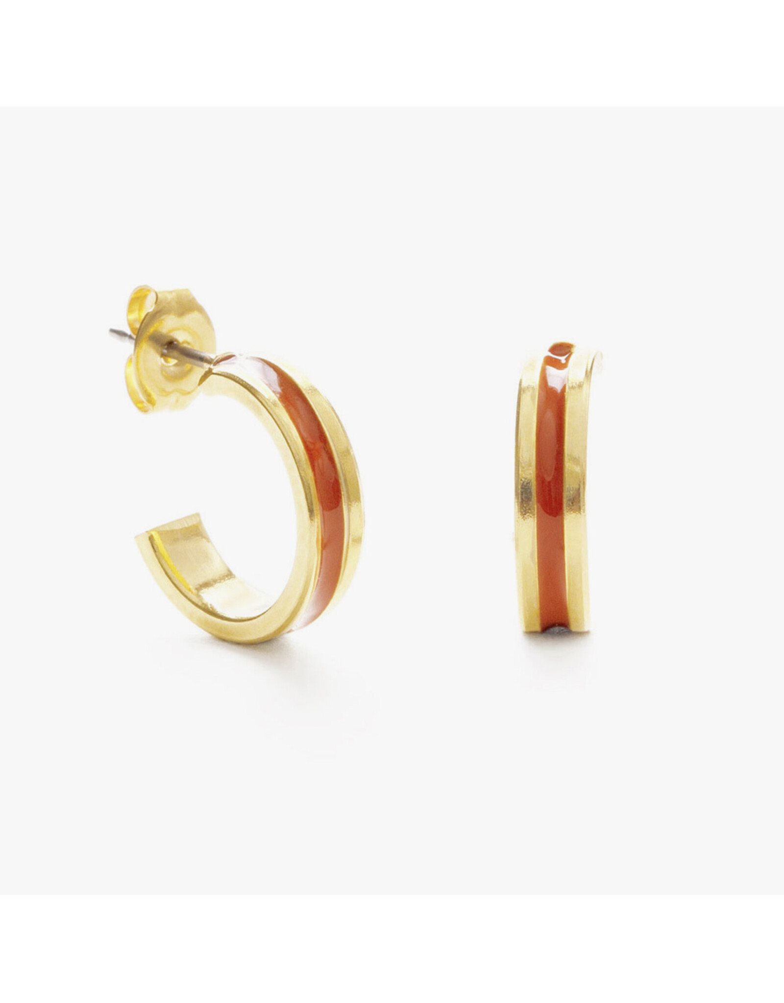 Channel Hoop Stud Earrings - Persimmon