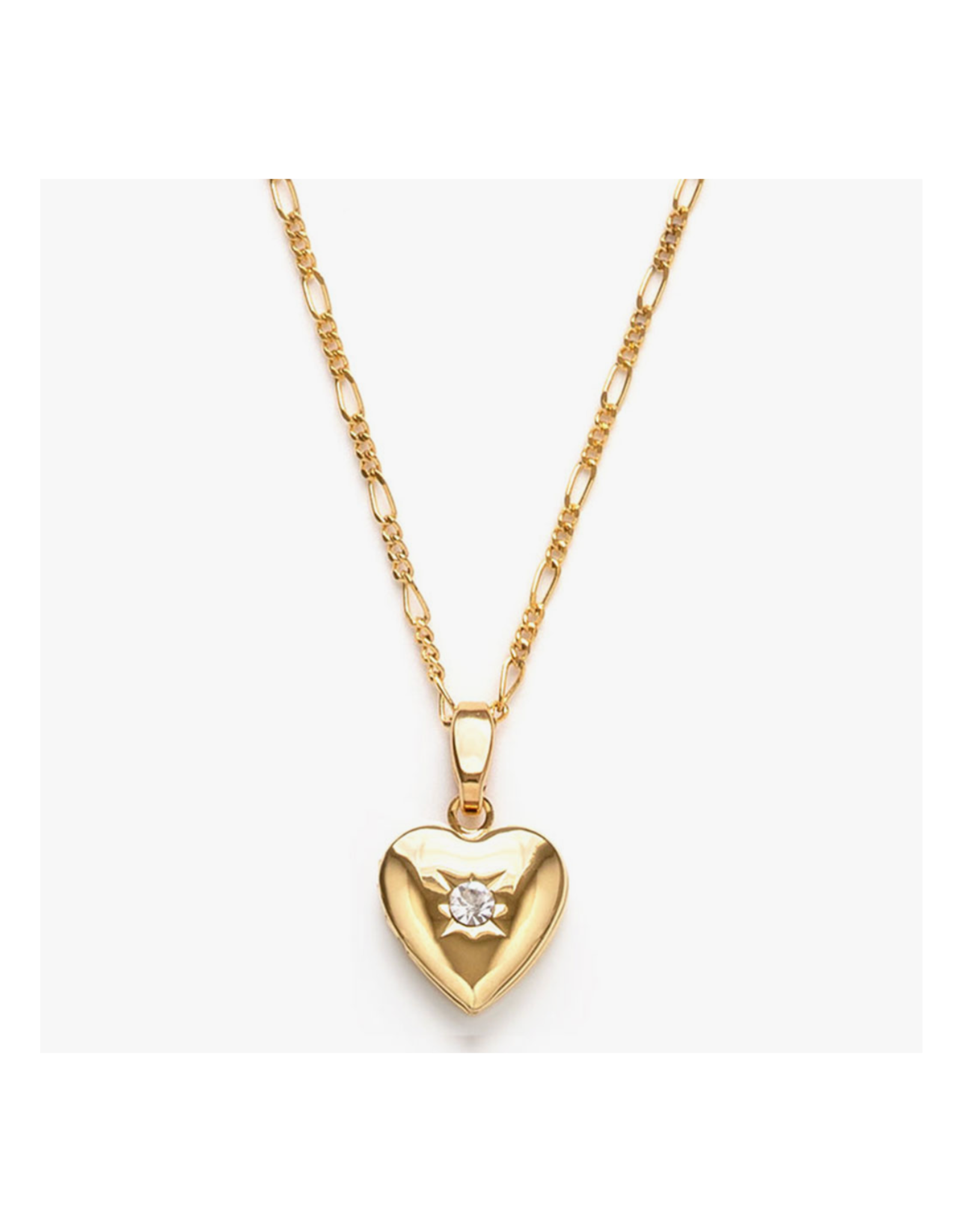 Small Heart Locket With Crystal Necklace