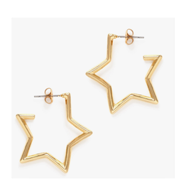 Gold Star Hoop Earrings