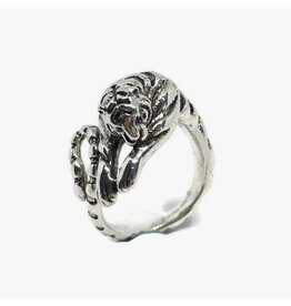 Tiger Adustable Wrap Ring - Silver