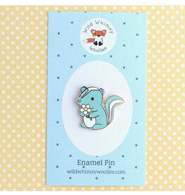 Turquoise Skunk and Daisy Enamel Pin
