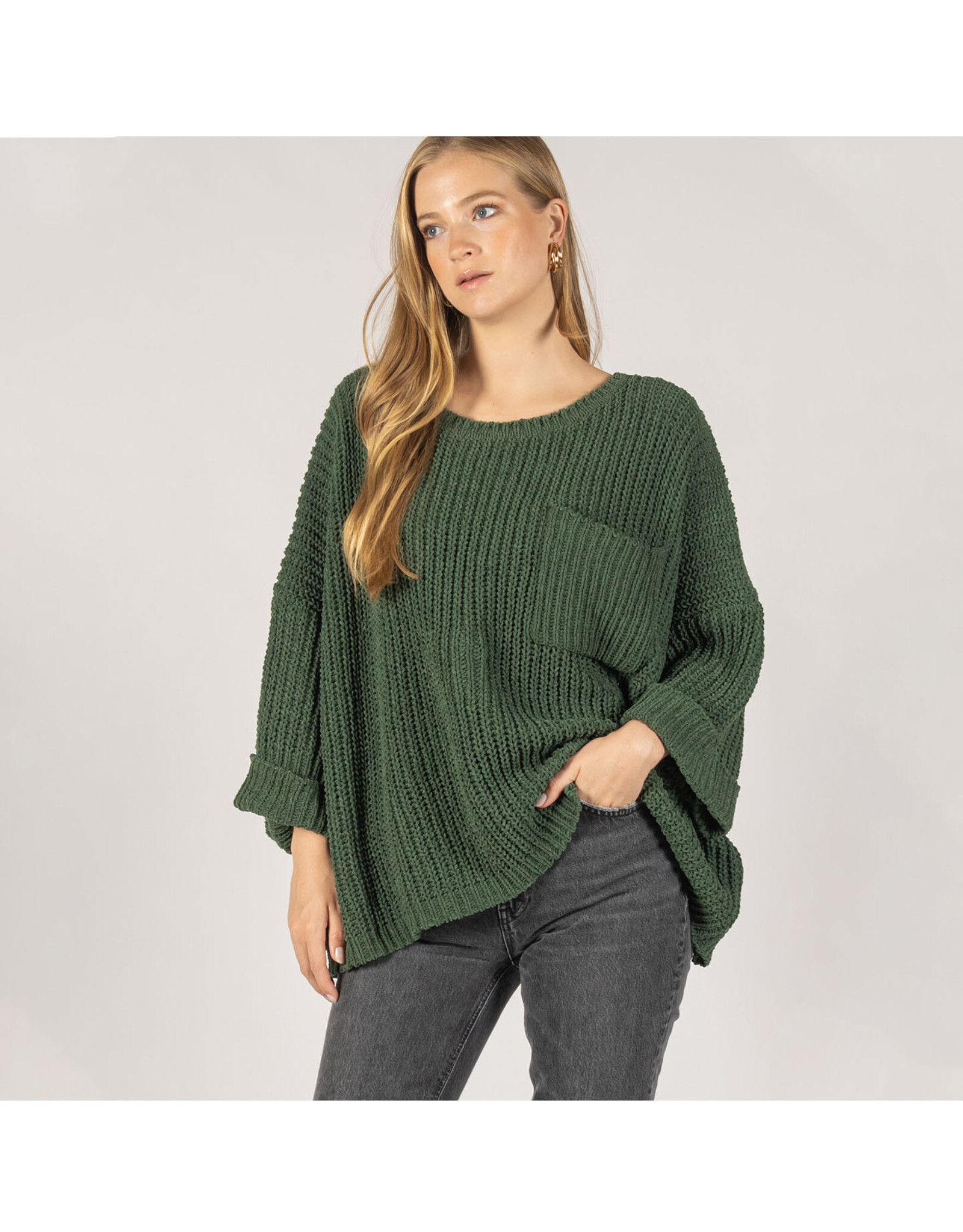 Chenille Oversized Sweater - One Size (Forest Green)