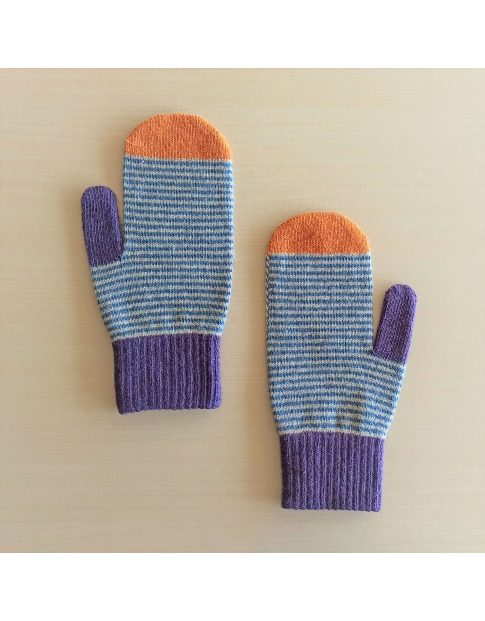Striped Colorblock Mittens - Navy Combo