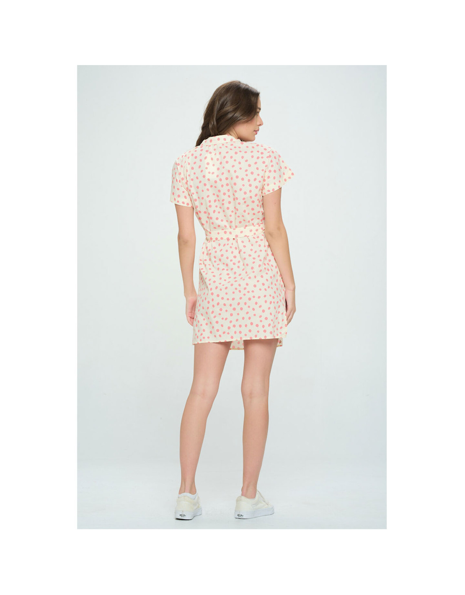Polka Dot Print Button Up Shirt Dress