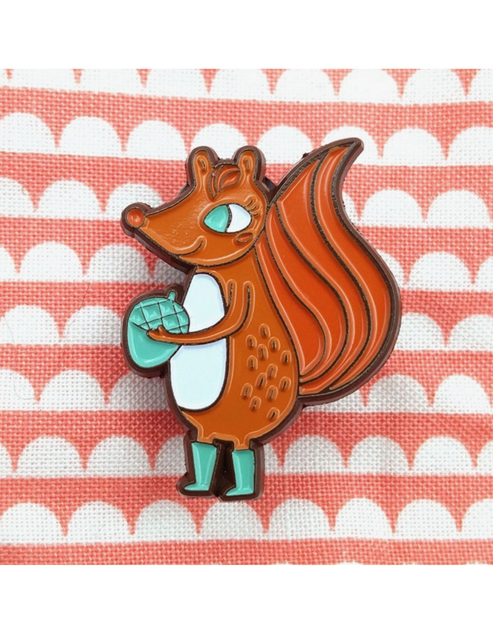 Squirrel Friend with Blue Boots Enamel Pin
