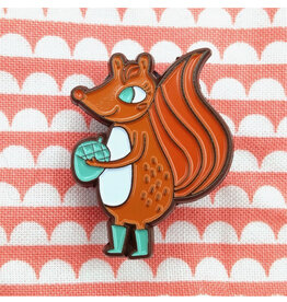 Squirrel Friend with Blue Boots Enamel Pin