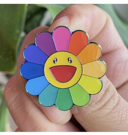 Rainbow Happy Flower Enamel Pin (Glow in the Dark!)