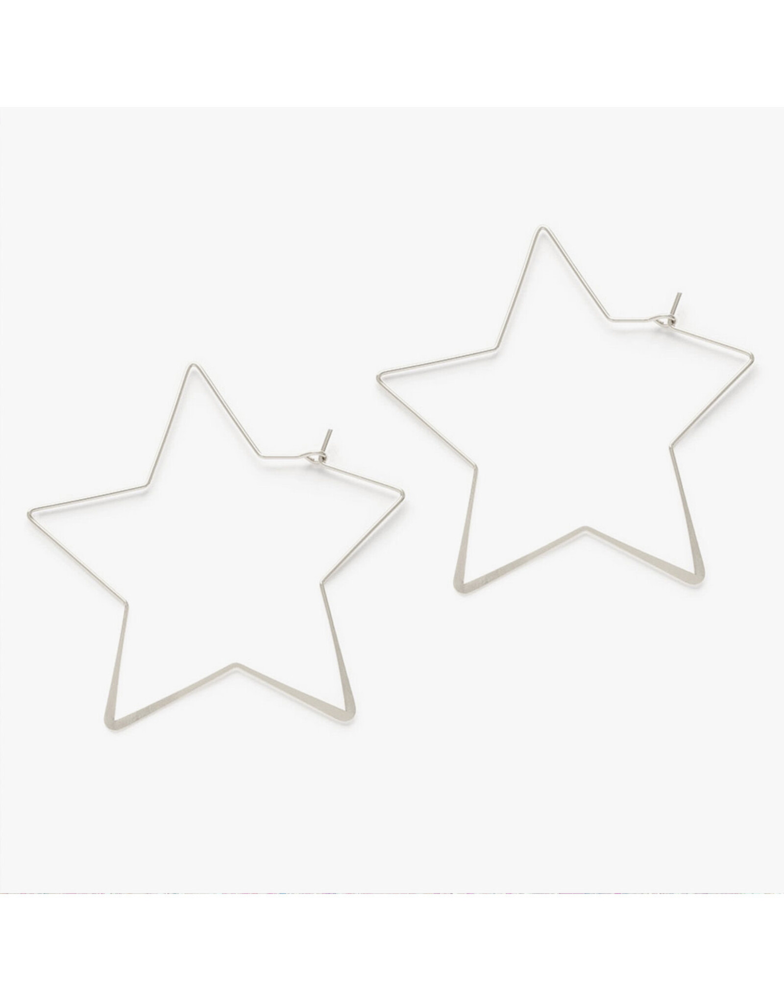 Giant Star Hoop Earrings- Silver