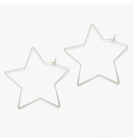 Giant Star Hoop Earrings- Silver