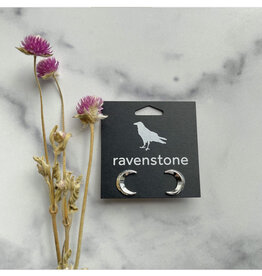 Silver Crescent Moon Stud Earrings