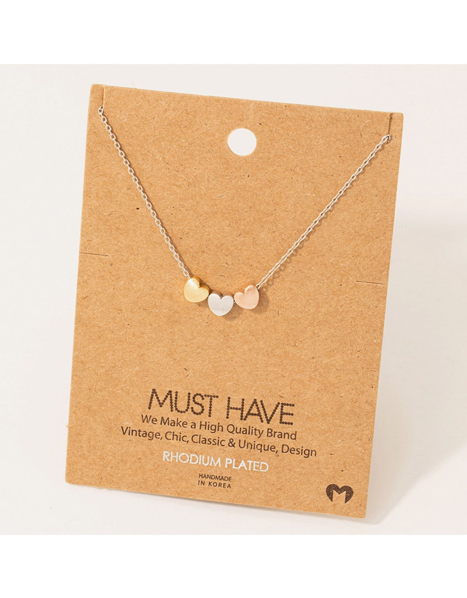 Dainty Three Hearts Necklace - Silver