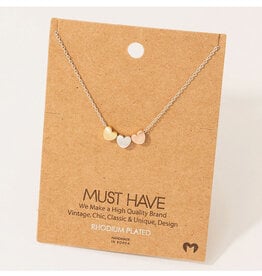 Dainty Three Hearts Necklace - Silver