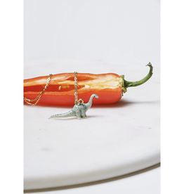Tiny Ceramic Dinosaur Necklace
