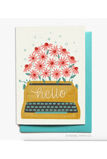 Hello Floral Typewriter Greeting Card