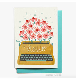 Hello Floral Typewriter Greeting Card