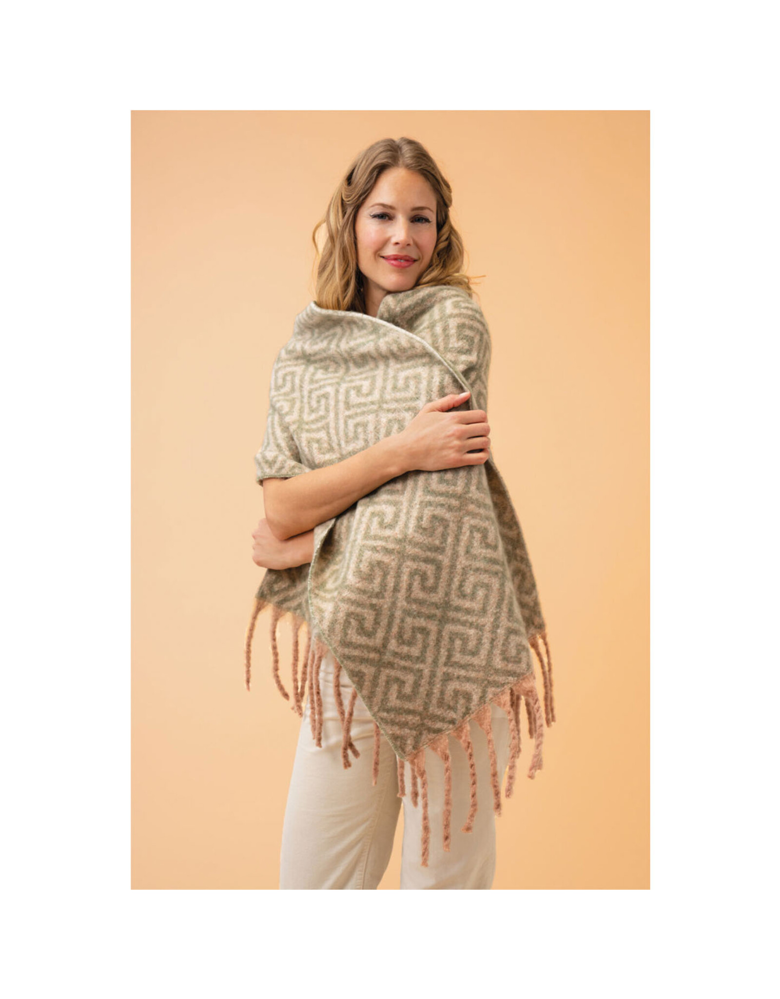 Athena Knitted Scarf - Olive/Petal