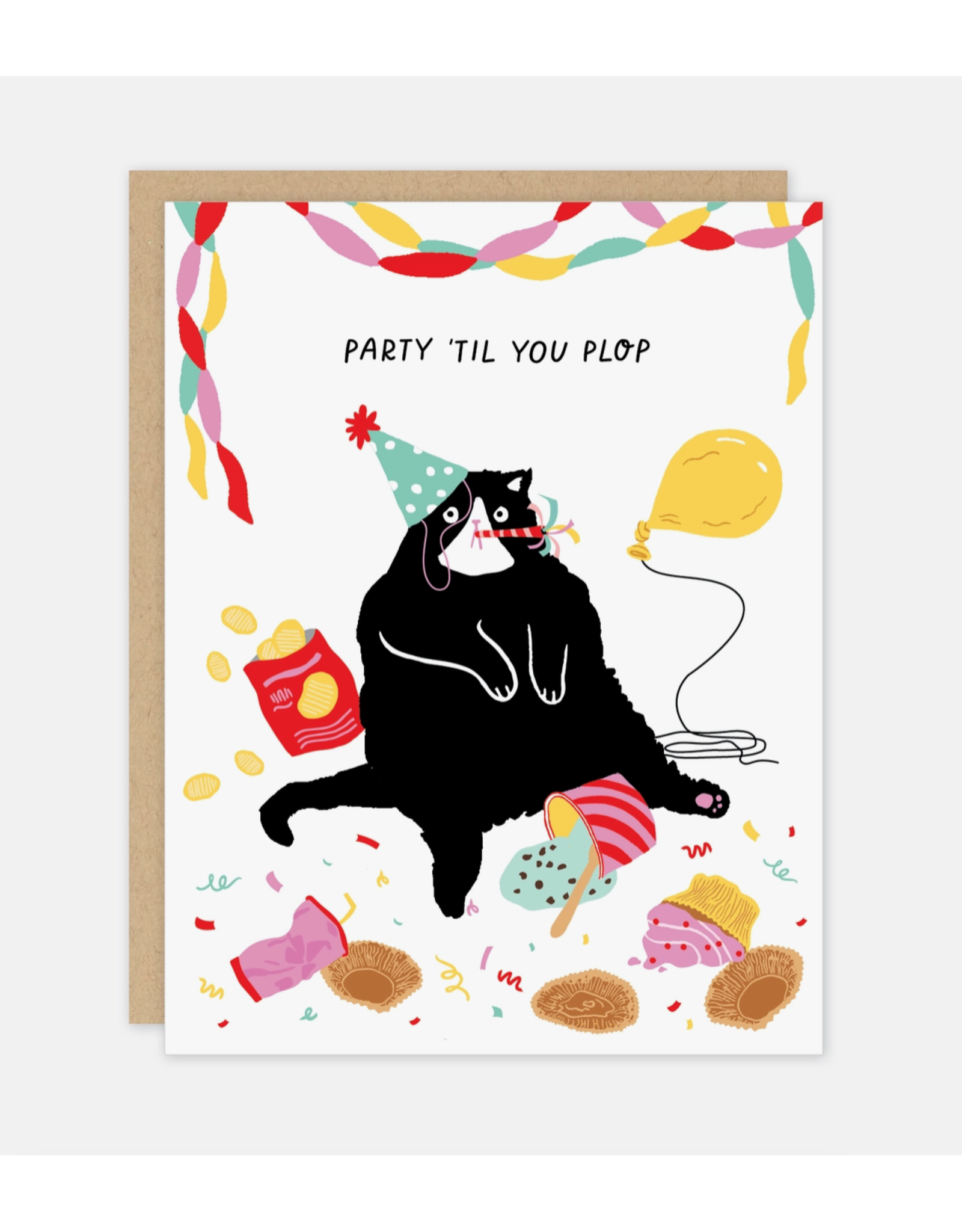 Birthday Cat Party 'til You Plop Greeting Card