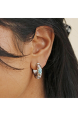 Blue Cloisonné Hoop Earrings - Silver