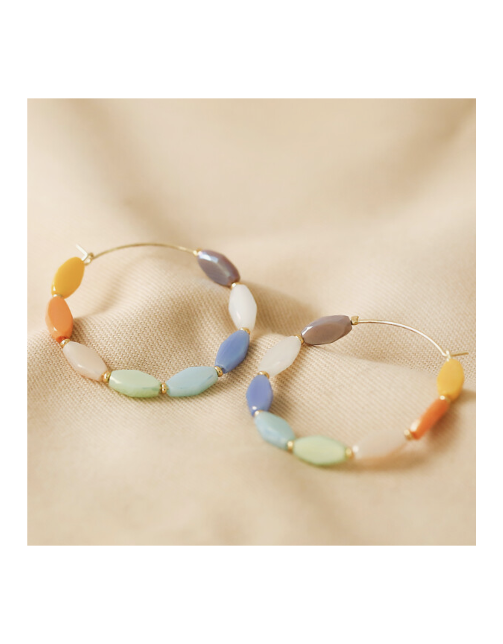 Colorful Glass Beaded Hoop Earrings