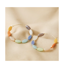 Colorful Glass Beaded Hoop Earrings