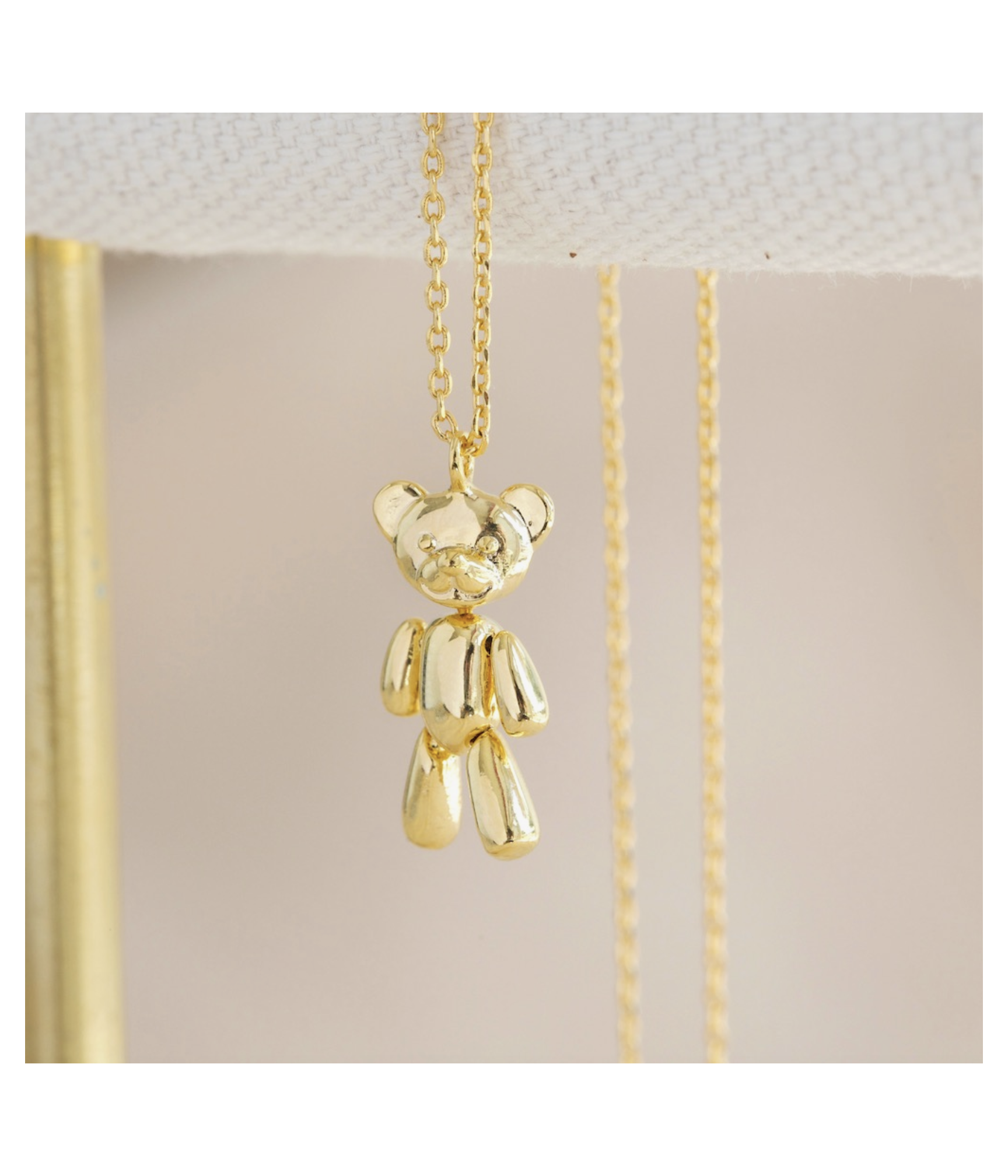 10K Yellow Gold Two Tone Teddy Bear XOXO Stampato Statement Set Necklace  18