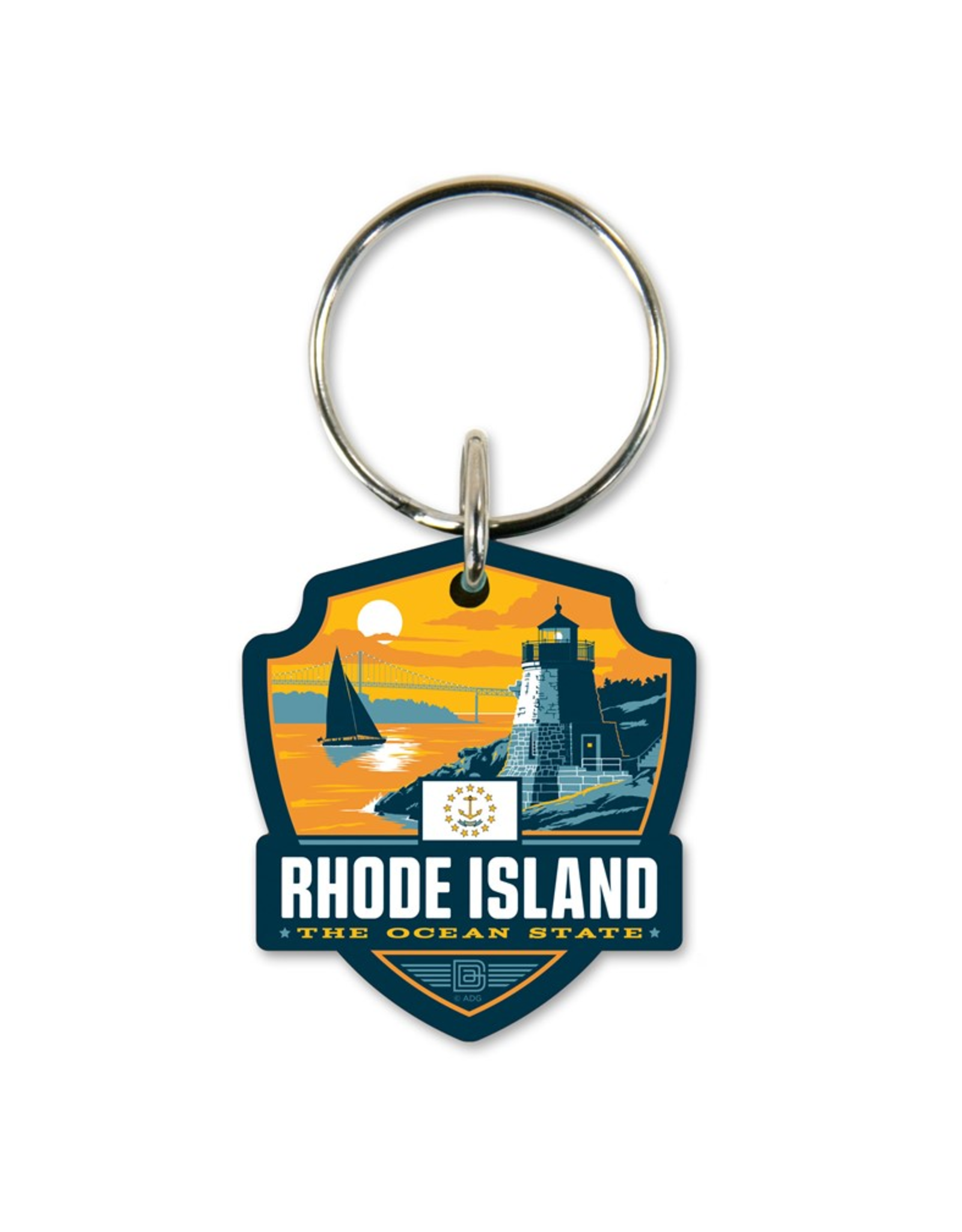 Rhode Island the Ocean State Wooden Key Ring