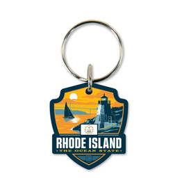 RI the Ocean State Wooden Key Ring - Seconds Sale