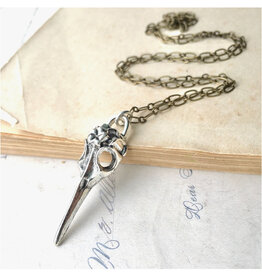 Plague Doctor Bird Skull Necklace - Silver