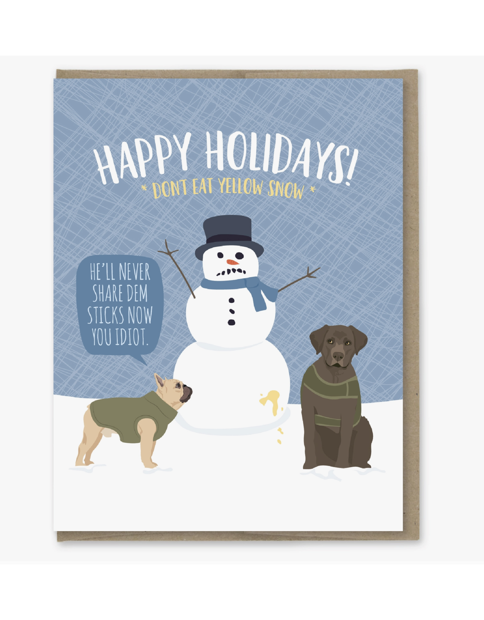 Happy Holidays Yellow Snow Greeting Card