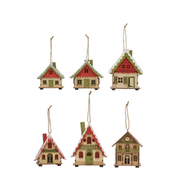 Wood Laser Cut House Ornament with LED (Assorted) *