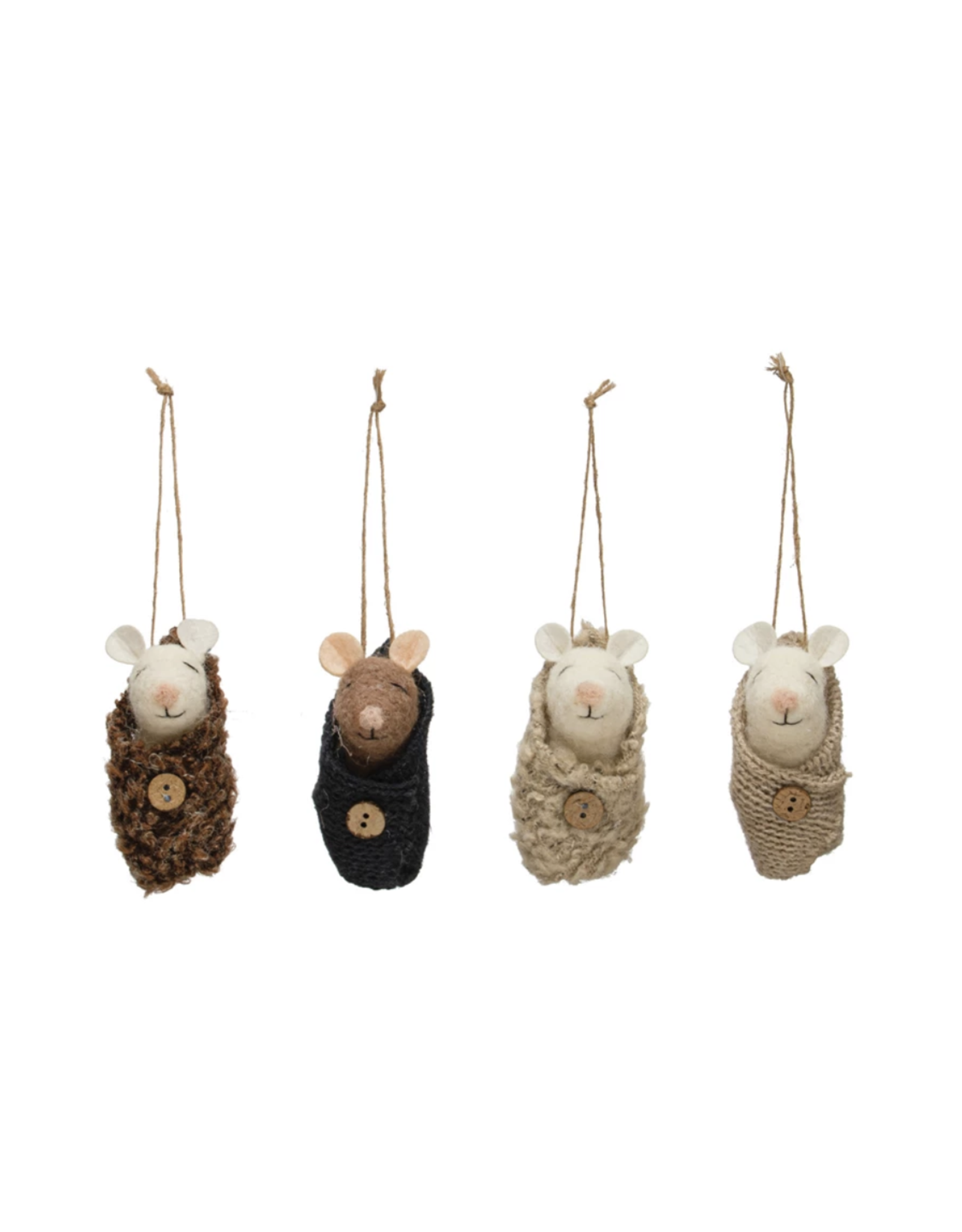 Swaddled Baby Mouse Ornament (Assorted)