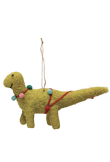 Yellow Holiday Dinosaur Ornament