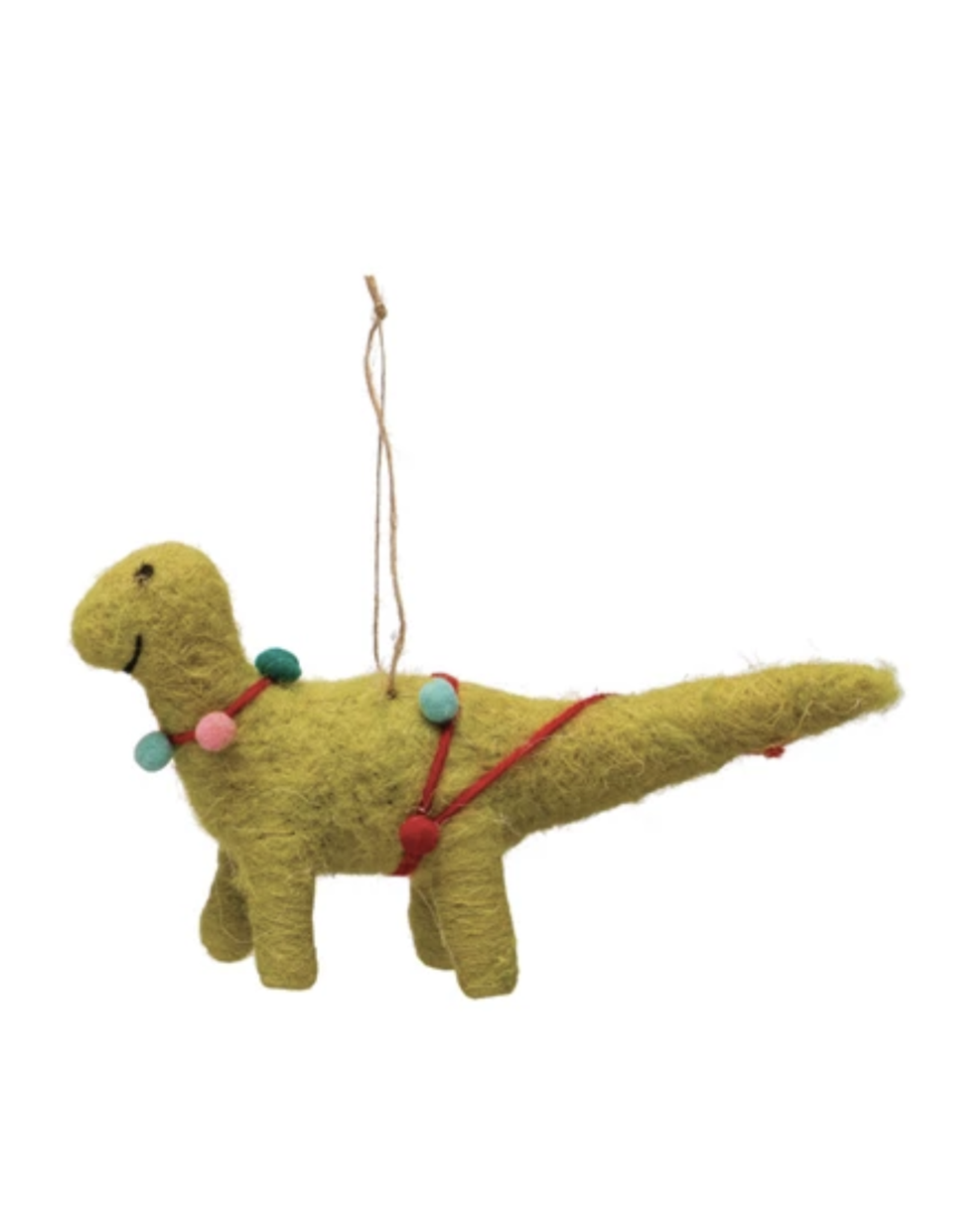 Yellow Holiday Dinosaur Ornament