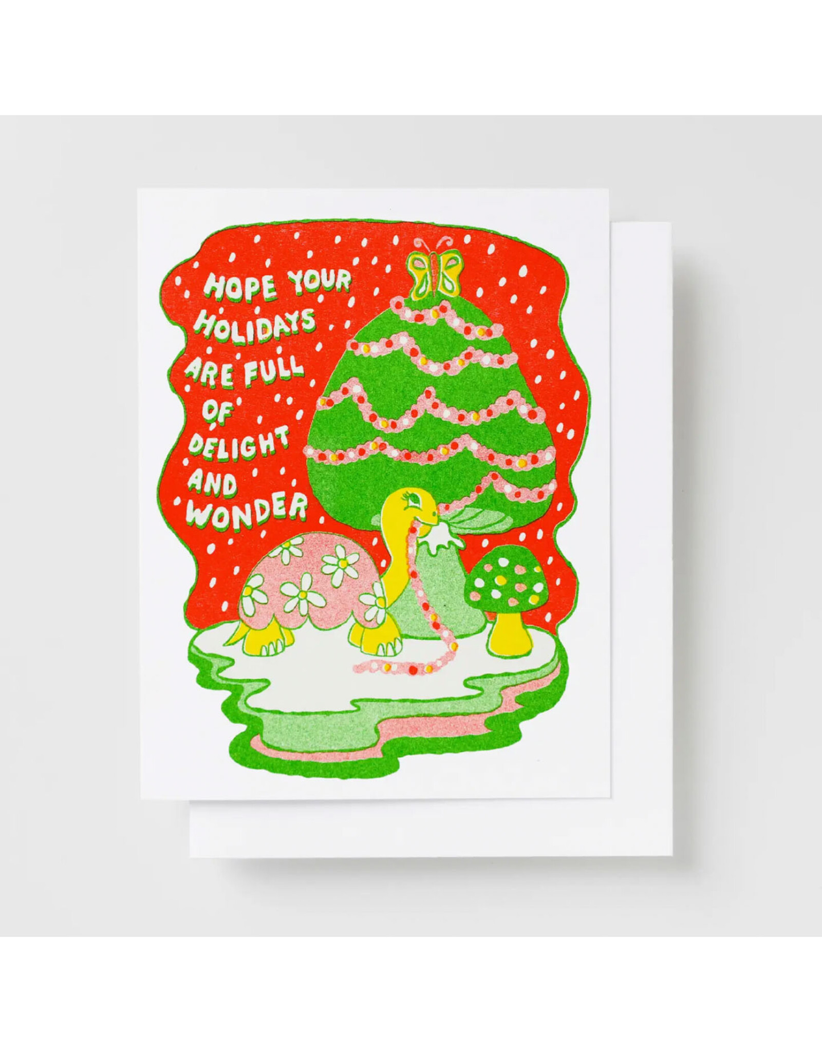 Holiday Delight + Wonder Risograph Card - Christmas Tortoise