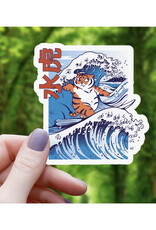 Tiger Riding Wave Sticker