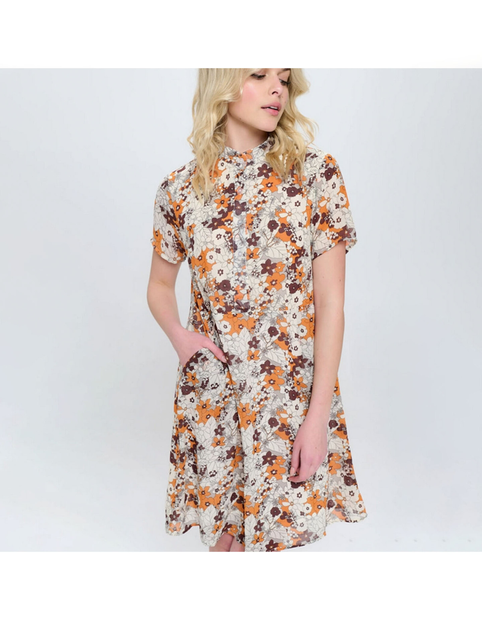 Floral Brown Print Dress