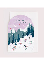 Let It Snow Skiers Christmas Greeting Card