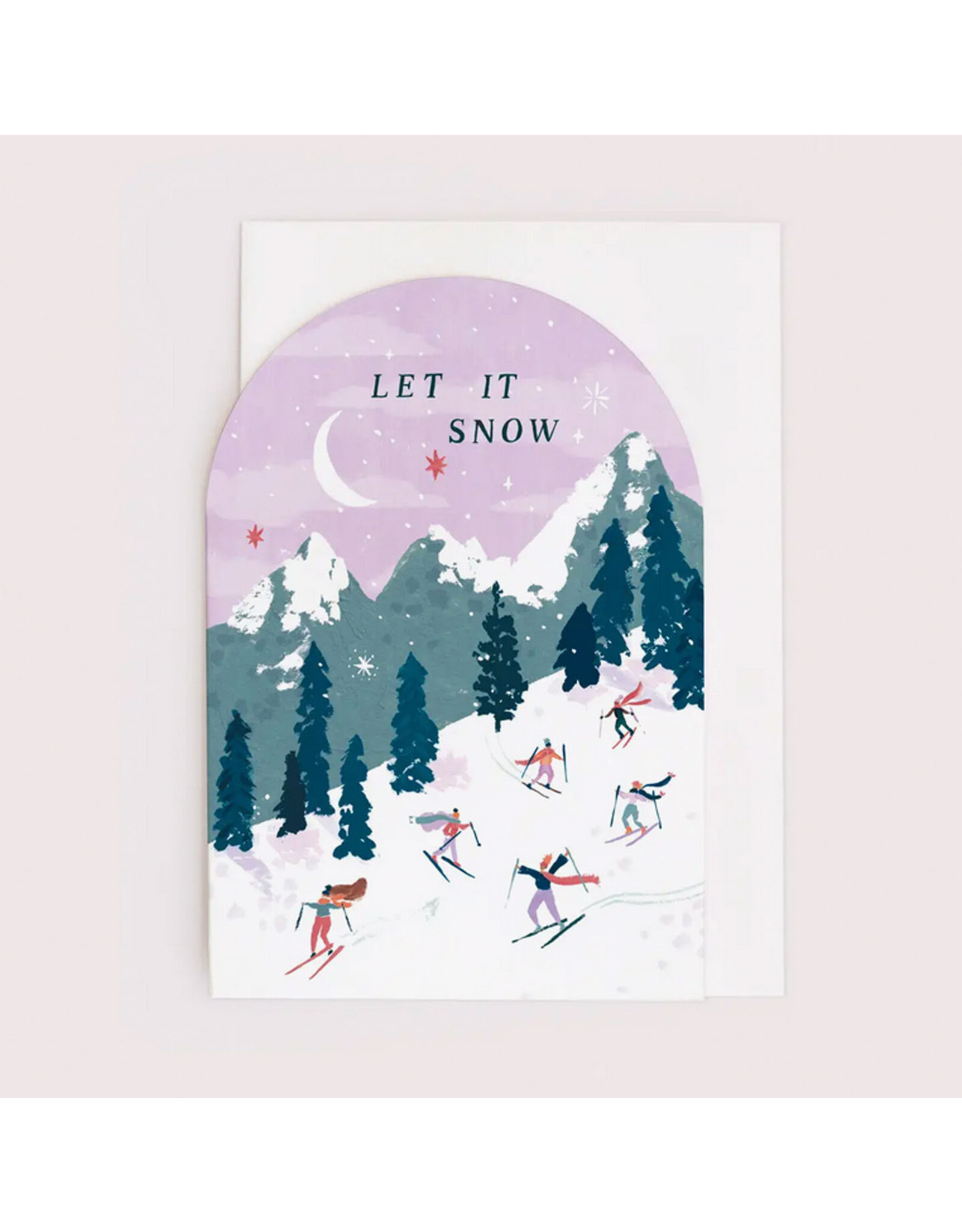Let It Snow Skiers Christmas Greeting Card