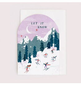 Let It Snow Skiers Christmas Greeting Card