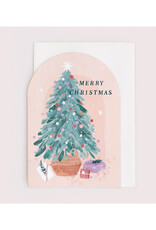 Merry Christmas Dainty Pine Tree Greeting Card