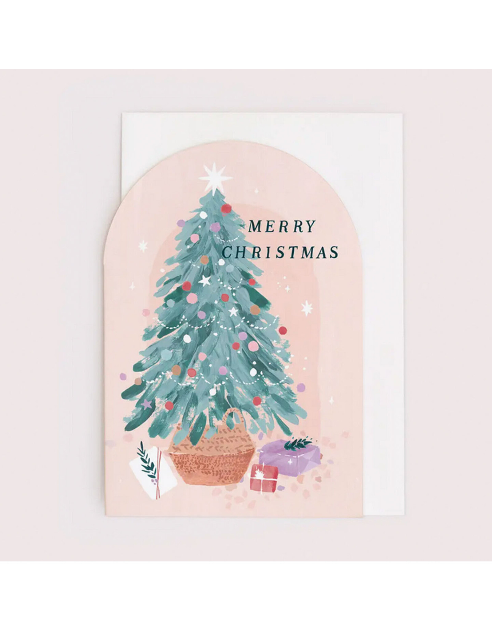 Merry Christmas Dainty Pine Tree Greeting Card