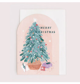 Merry Christmas Dainty Pine Tree Greeting Card