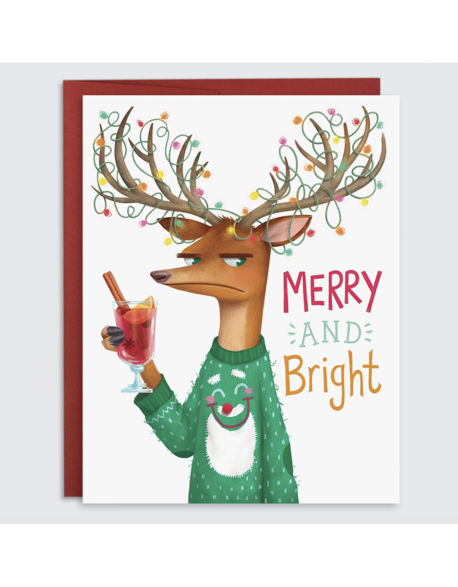 Merry and Bright Antler Lights Greeting Card