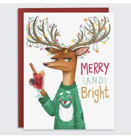 Merry and Bright Antler Lights Greeting Card