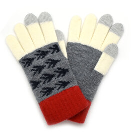 Jacquard Touchscreen Gloves - Swallows (White/Grey)
