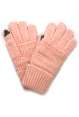 Fuzzy Textured Touchscreen Gloves - Blush