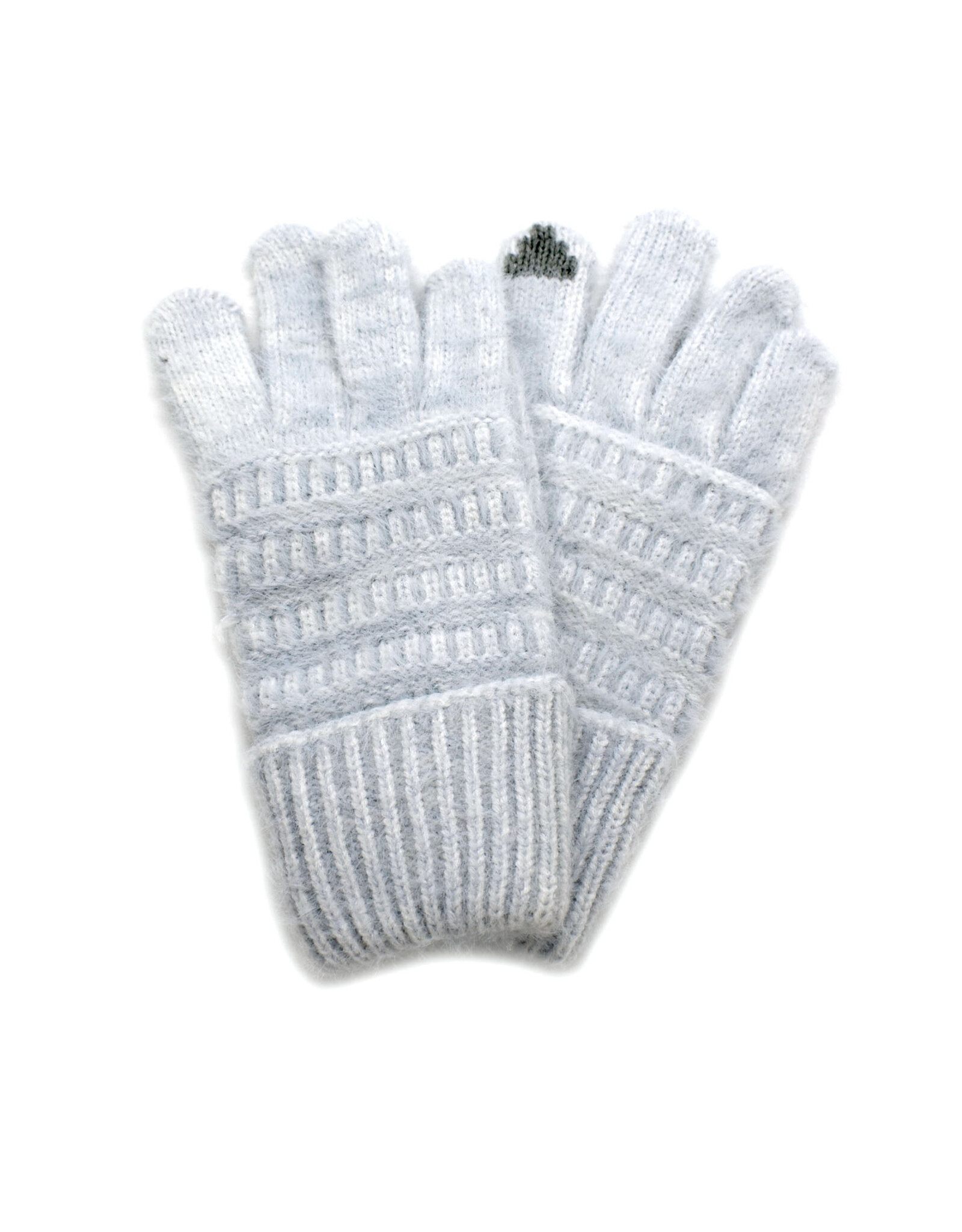Fuzzy Textured Touchscreen Gloves - Light Grey