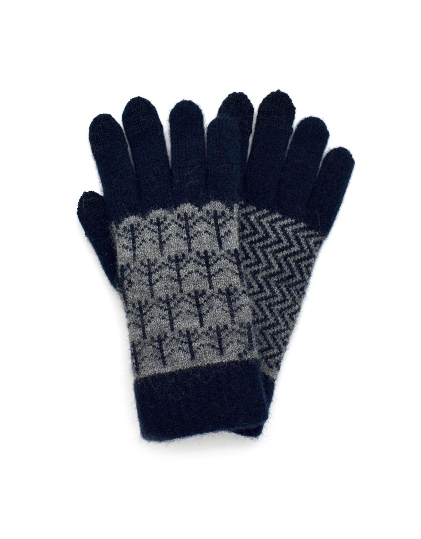 Jacquard Touchscreen Gloves - Trees (Dark Navy)