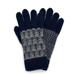 Jacquard Touchscreen Gloves - Trees (Dark Navy)