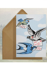Touching Base Birds Greeting Card